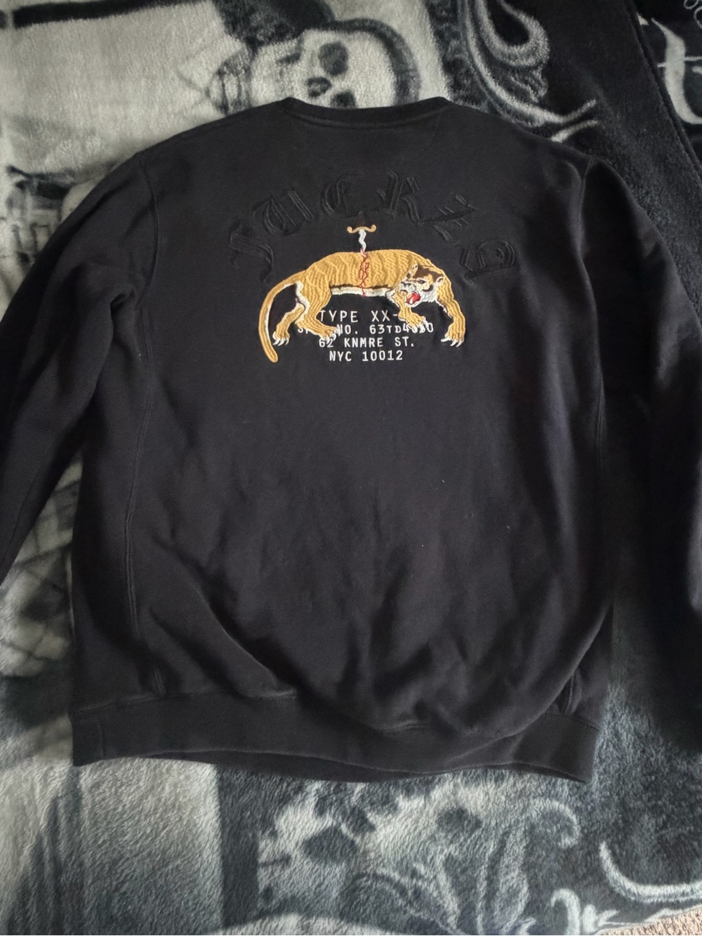 Black Embroidered Tiger Crewneck Sweater 10deep men’s xxl